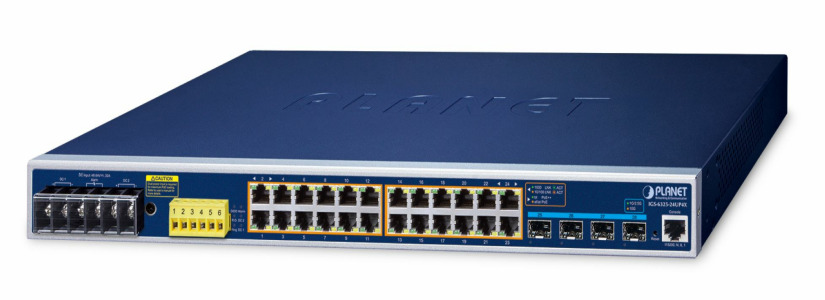 IGS-6325-24UP4X -- Industrial L3 24-Port 10/100/1000T 802.3bt PoE + 4-Port 10G SFP+ Managed Ethernet Switch
