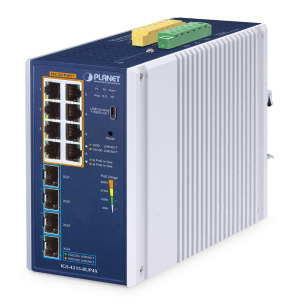 IGS-4215-8UP4X -- Industrial L2/L4 8-Port 10/100/1000T 802.3bt PoE + 4-Port 10G SFP+ Managed Ethernet Switch